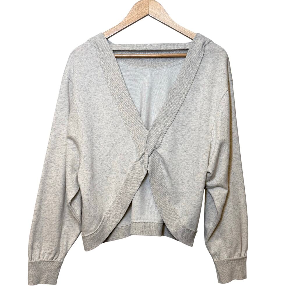 Pilcro Ryanne Crisscross Open Back Sweatshirt Terry Anthropologie Gray Small